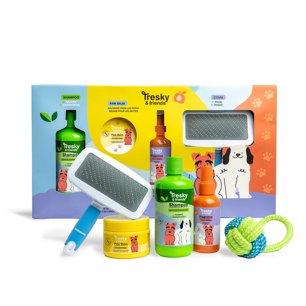 Dog Shampoo Spray Balm Comb & Toy Set - Tresky&Friends