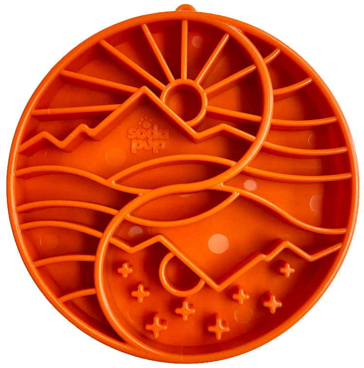 SodaPup Sun and Moon eTray – Shallow Slow Feeder with Balanced Design, Orange