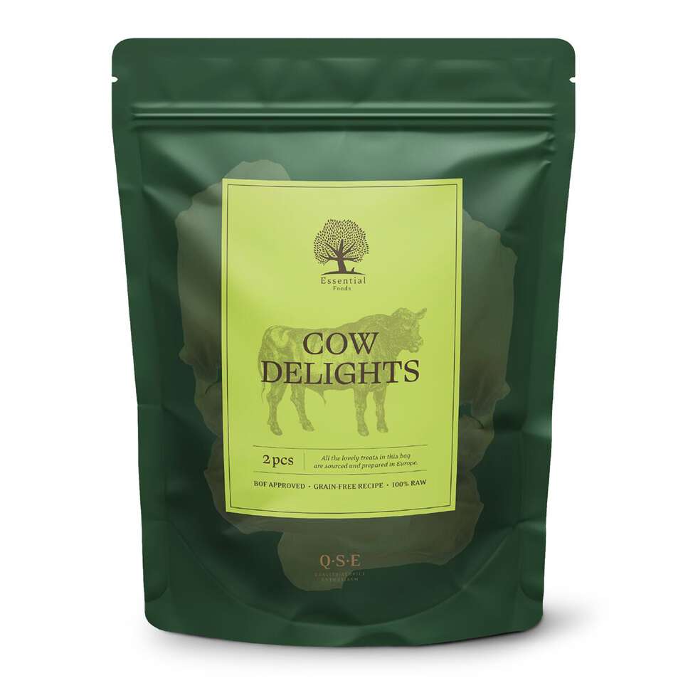 ESSENTIAL Cow Delights │ Tørkede Okseører til Hund (150 g)