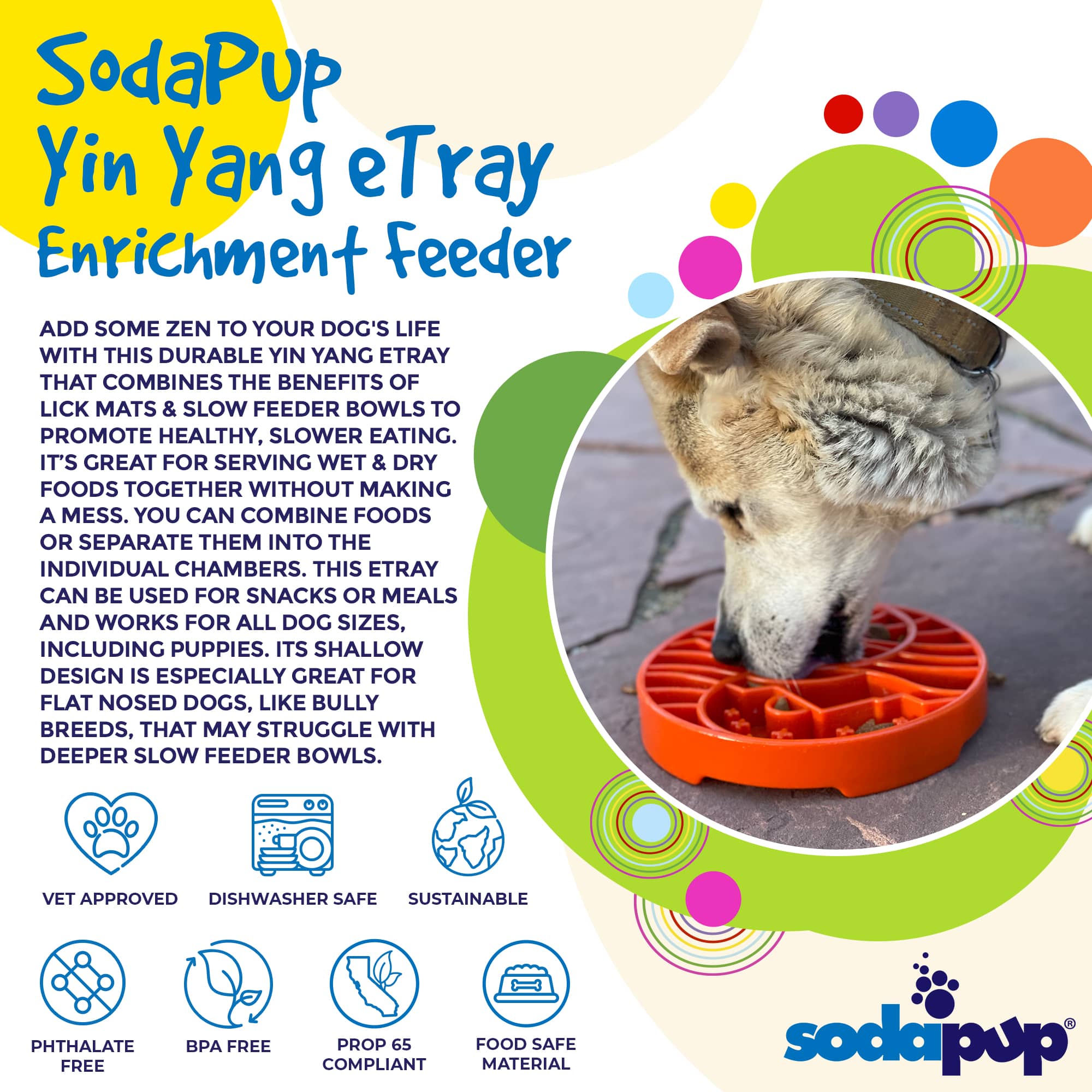 SodaPup Sun and Moon eTray – Grunn Slow Feeder med Balansert Design, Grønn
