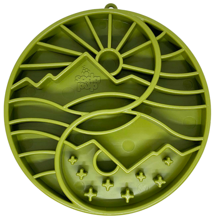 SodaPup Sun and Moon eTray – Shallow Slow Feeder with Balanced Design, Green