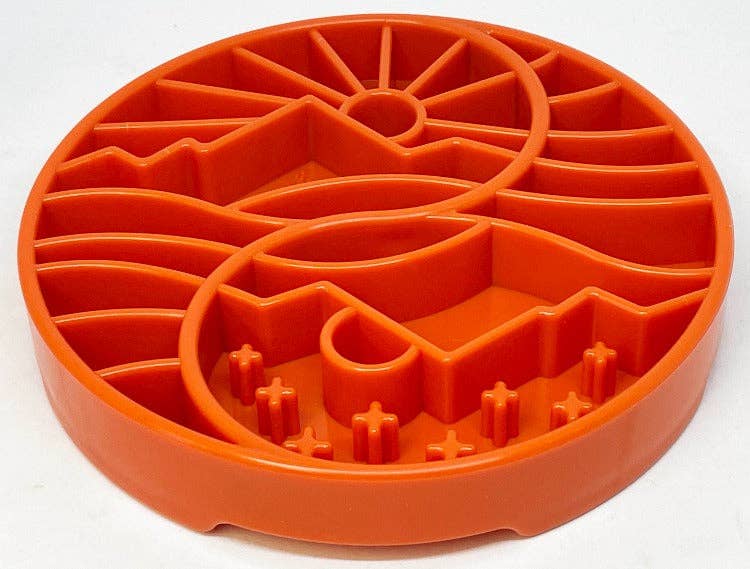 SodaPup Sun and Moon eTray – Grunn Slow Feeder med Balansert Design, Oransje