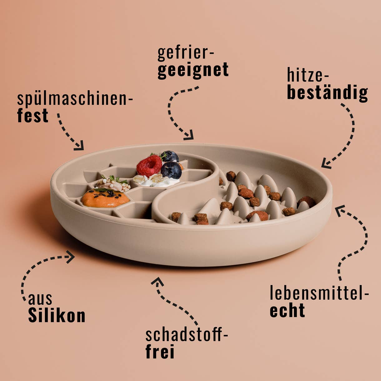 Slow feeder skål i silikon