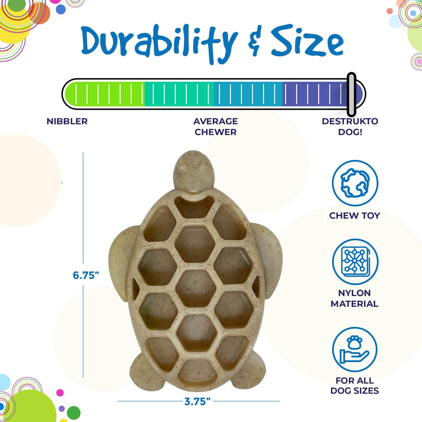 Sodapup Turtle Durable Nylon Chew and Enrichment Toy