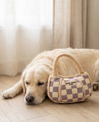 Chewy Vuiton Handbag │ Beige Rutete Plysjleke med Pipe