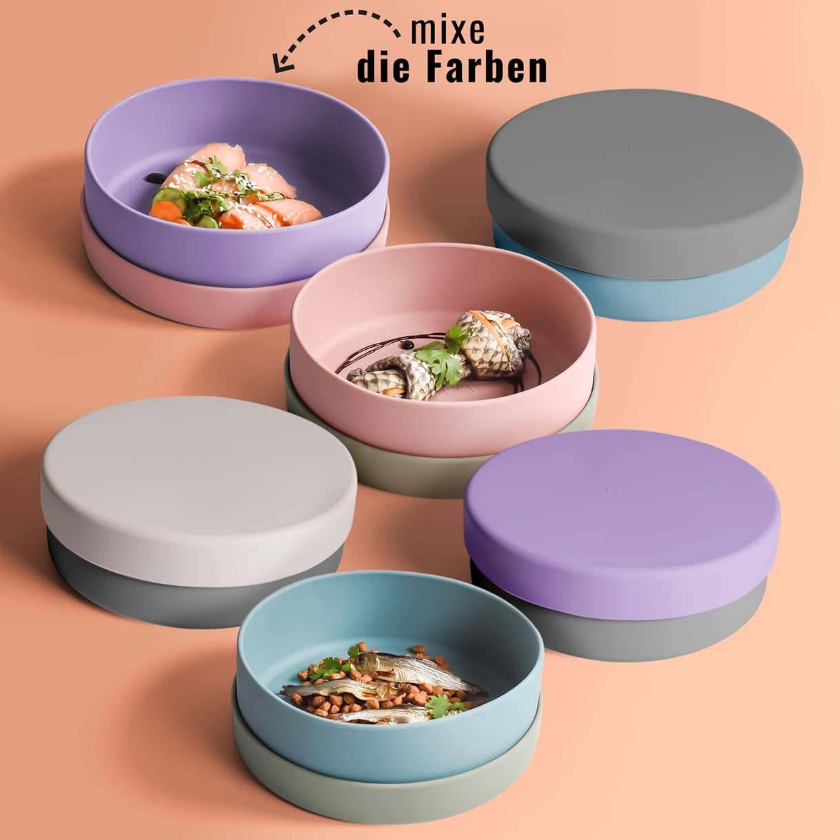Ne&no® Silicone Feeding Bowl with Lid for Dogs & Cats– MIX