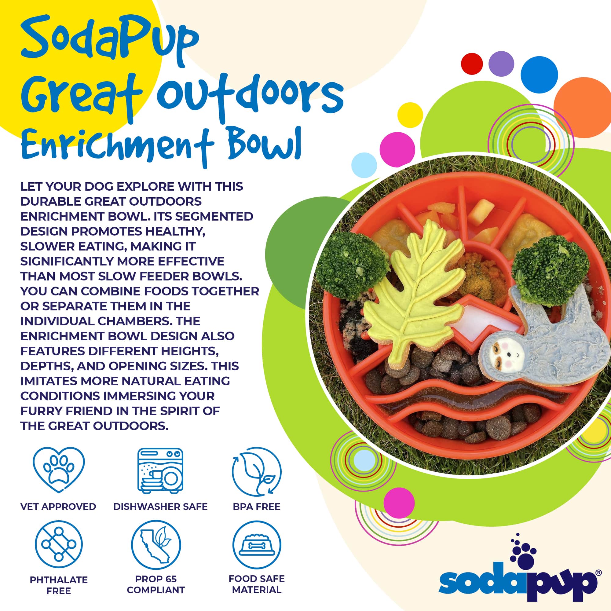 SodaPup Great Outdoors eBowl – Slow Feeder for Aktive Hunder, Grønn