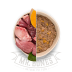 Home-cooked dog food. Rabbit and vegetables recipe
