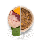 Home-cooked dog food. Chicken and vegetables recipe