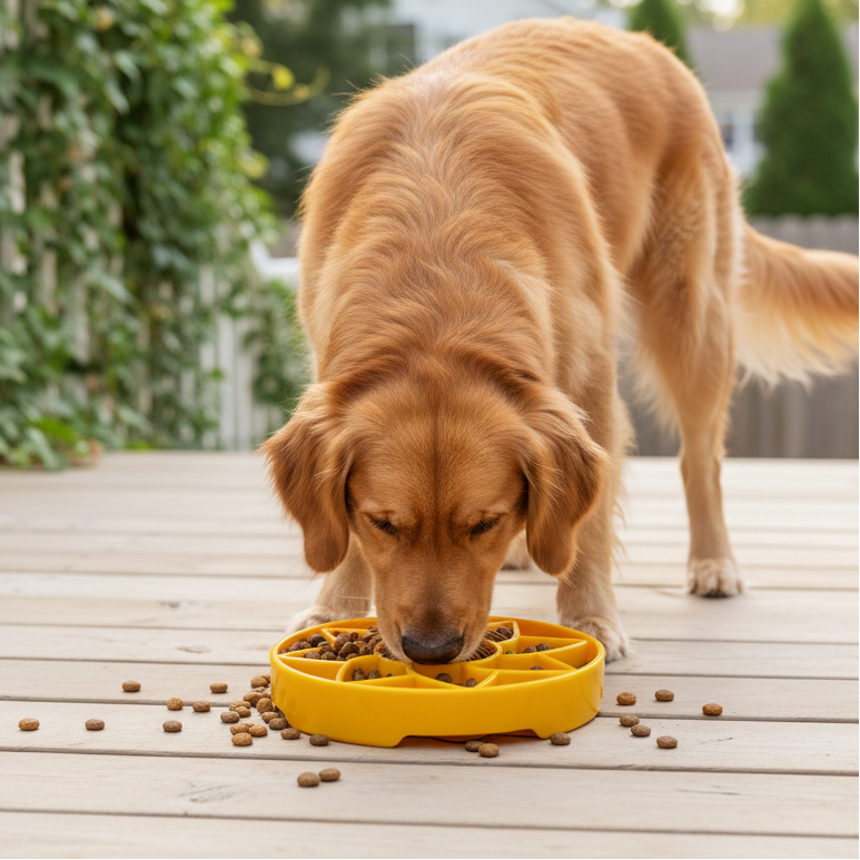 SodaPup Sunflower Softie eTray – Myk, Grunn Slow Feeder for Følsomme Hunder