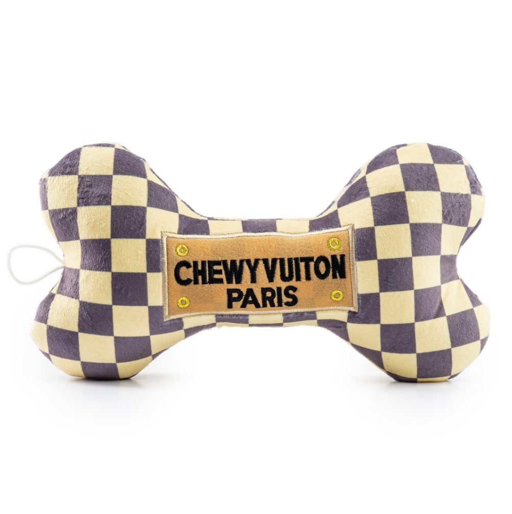 Tan Checker Chewy Vuiton Bone Toy